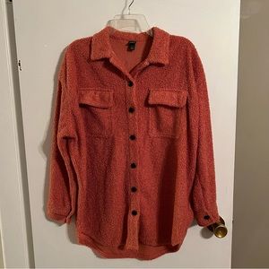 Wild Fable Pink Sherpa Button Up Shirt Jacket Shacket SZ S